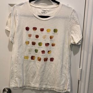 Cream Graphic T-Shirt with Apple Print
